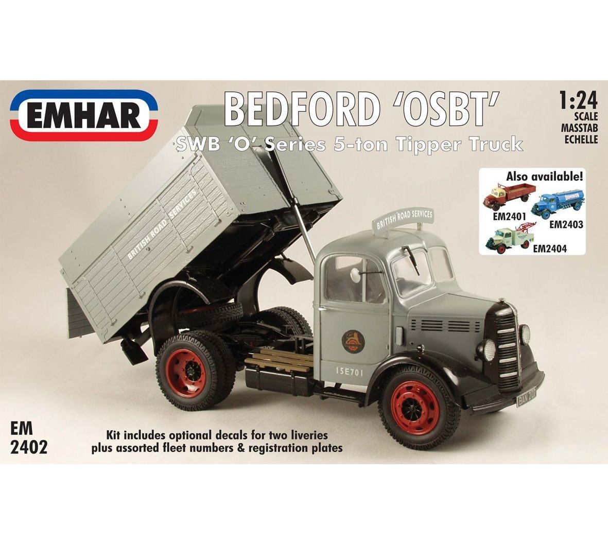 Emhar 1:24 Vehicle Kit – Bedford O Series SWB 5-Ton Tipper Truck – British Railways / BRS