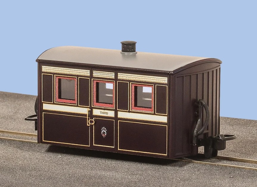 GR555 – PECO – OO-9 – F.R. 4 WHEEL BUG BOX COACH, 3RD CLASS, VICTORIAN LIVERY