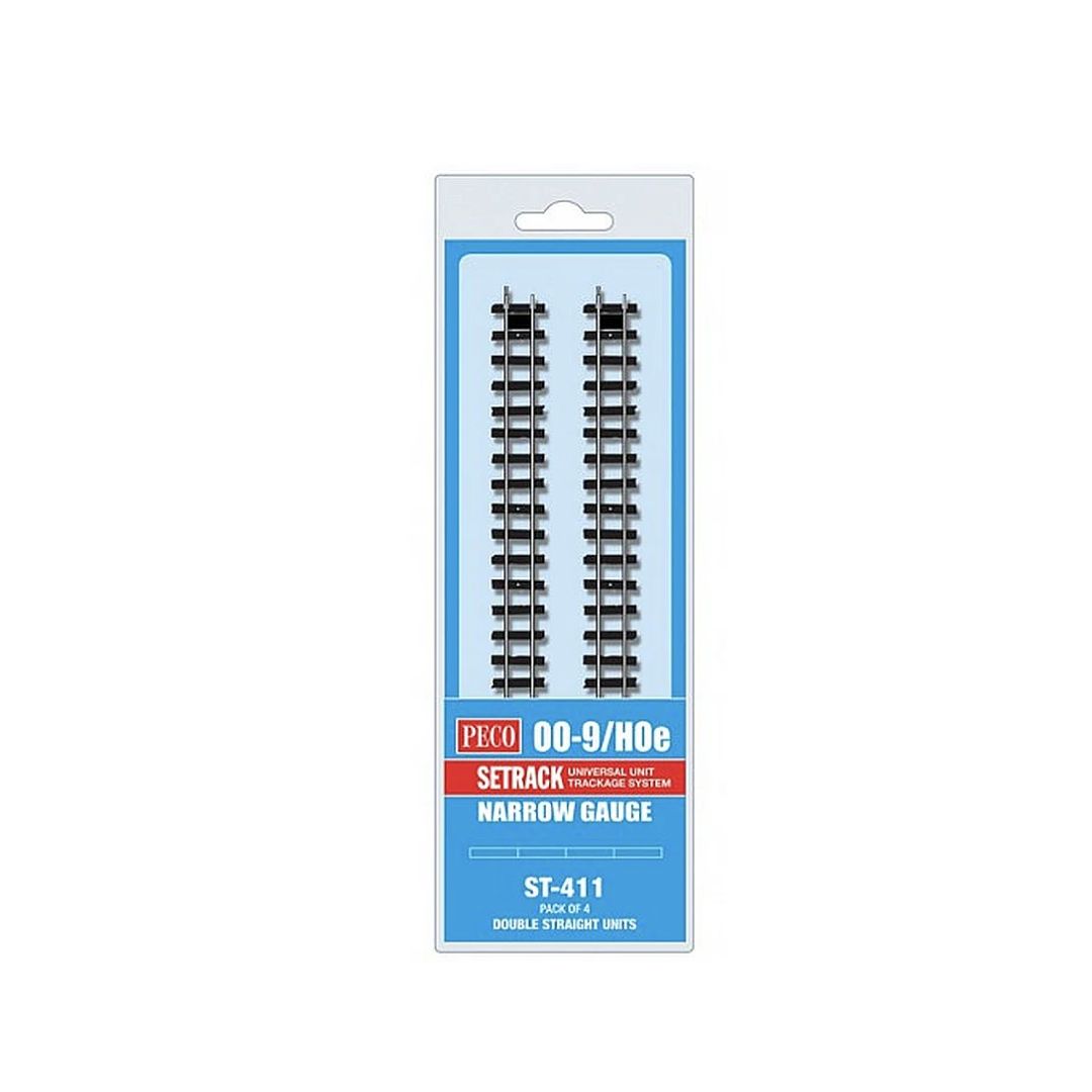 PECO ST411 ST411 OO-9 – CODE 80 – SETRACK DOUBLE STRAIGHT X 4