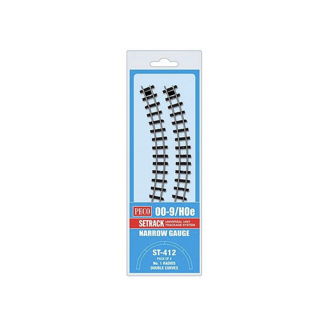 PECO ST412 ST412 OO-9 – CODE 80 – SETRACK NO.1 RADIUS DOUBLE CURVE X 4