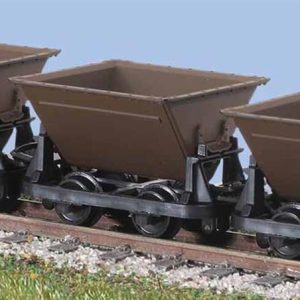 PECO GR330 PACK OF 3 HUDSON "RUGGA" V-SKIP WAGONS - BROWN